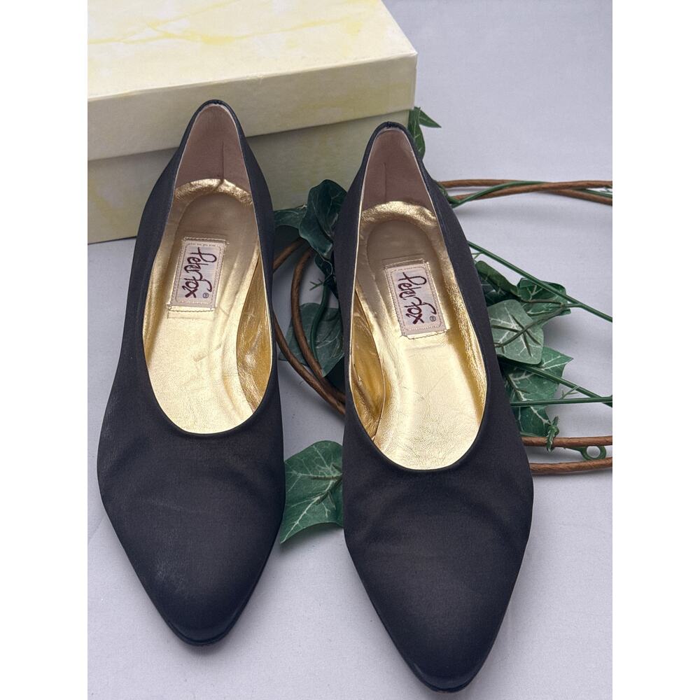 Peter Fox Vintage Black Satin Pointed Toe Heels Size 9